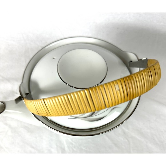 Vintage Noritake Prosperity Tea Pot Silver Wheat 6841 Bamboo Handle - Picture 5 of 12